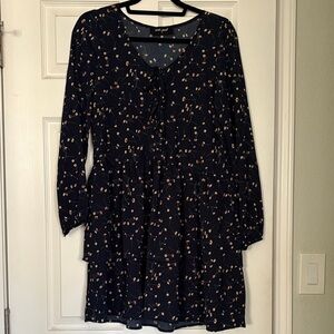 Wet Seal Lace-Up Long Sleeve Dress with Ruffle Hem Size Small EUC